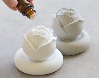 Concrete Rose Zen Essential Oil Diffuser with Base | White & Gray Cement Essential Oil Diffuser | Smokeless Aromatherapy Home Fragrance