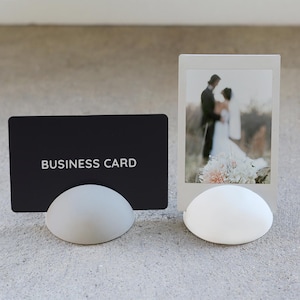 Concrete Business Card Holder | Modern Photo Polaroid Cement Card Holder | Wedding Name Holder | White & Gray | Office Decor | Home Decor