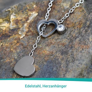 Gift For Her- Birthday-Necklace Heart- Anchor chain made of stainless steel-Heart pendant- Stainless steel jewelry-Necklace with heart-Heart chain-