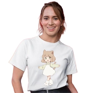 Adorable Cat Character Tee for Anime Fans, Cute Gift for Birthdays, Casual Wear, Festive Occasions, Fun Designs , Tshirt for women&#39;s or girl