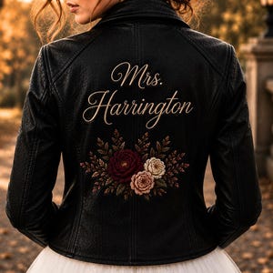 Personalized Bridal Leather Jacket, Custom Wedding Jacket for Women, Embroidered Bride Jacket with Name