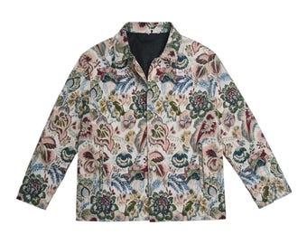 Handmade Floral Tapestry Jacket- Vintage Inspired, Boho Oversized Jacket, Festival Wear, Unique Artistic Outwear