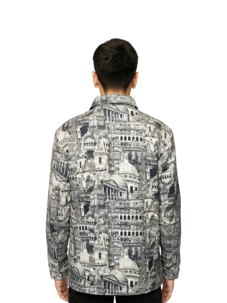European Architecture Inspired Canvas Jacket image 4