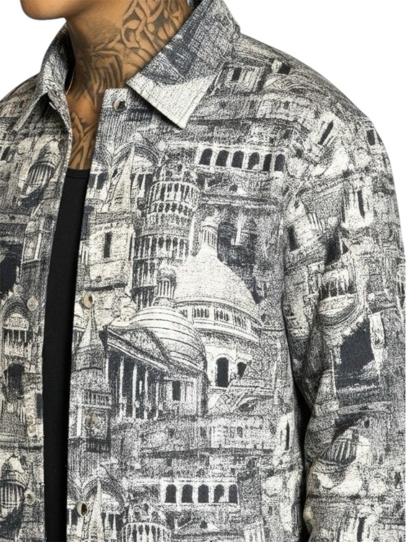 European Architecture Inspired Canvas Jacket image 5