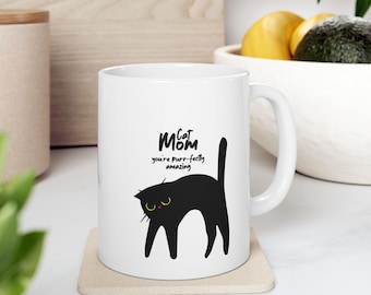 Cat Mom Coffee Mug, Ceramic, Gift for Cat Lovers