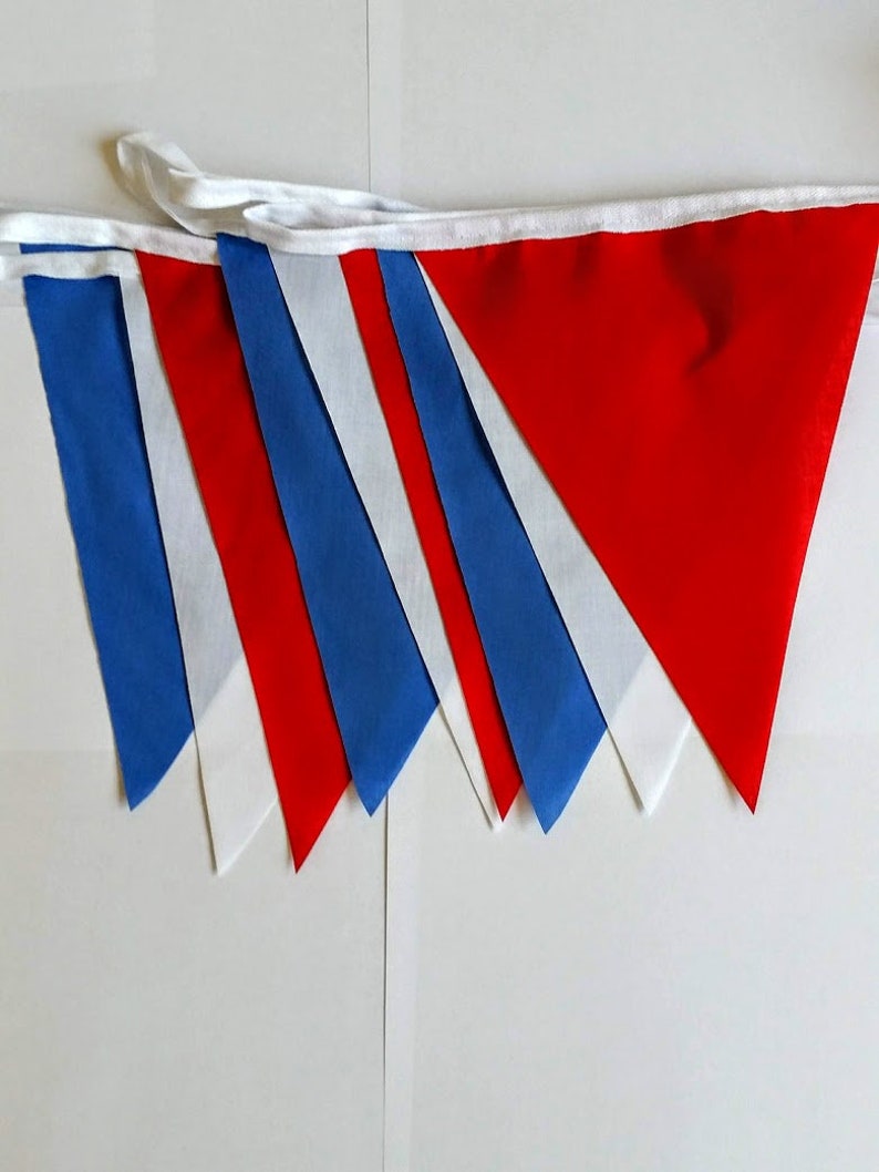 Fabric Bunting JUBILEE Red White Blue Platinum  Royal  Patriotic Handmade Single Ply Venue decoration 