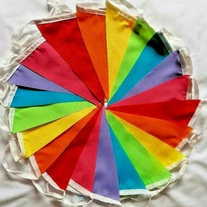 Rainbow Bunting, 20ft 6 metres Rainbow or Carnival Fabric Bunting Festival Glamping GAy Pride LGBT Single ply Hipster