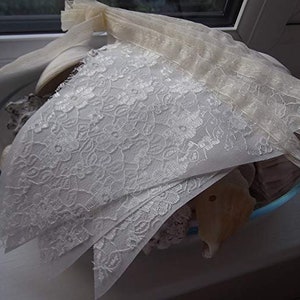 Ivory Lace &  Ivory fabric  Bunting Wedding Christening baby shower Vintage Shabby Chic Garland Choice of lengths