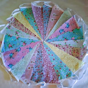 Shabby Chic Fabric Bunting: Floral Wedding Garland, 20 ft Handmade