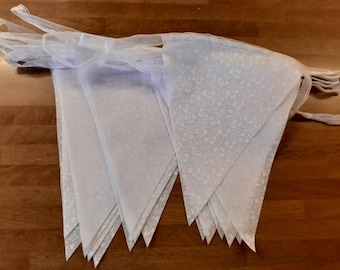 White or Ivory Leaf Fabric Bunting: Shabby Chic Wedding Garland