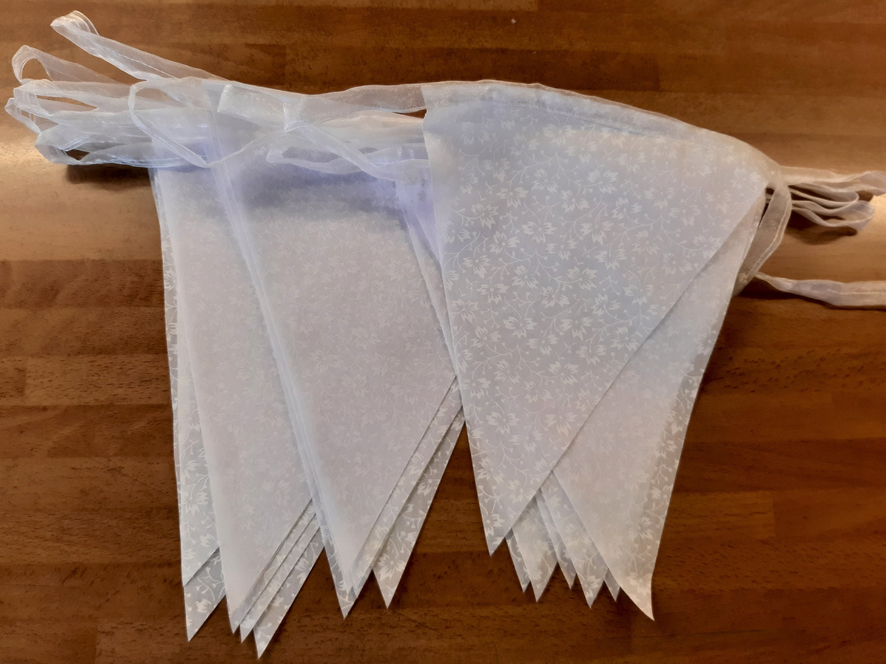 White Bunting, 20ft/6m White Leaf Fabric Bunting Shabby Chic Wedding …