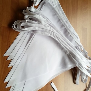 Guirlande de fanions en tissu blanc, 10 pi 3 m de long, banderole de mariage shabby chic, banderole traditionnelle blanc élégant