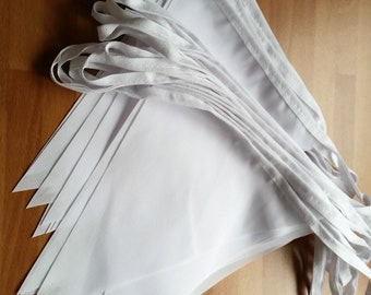 White Fabric Bunting Garland: Shabby Chic Wedding Banner, 10 ft Colour options Handmade