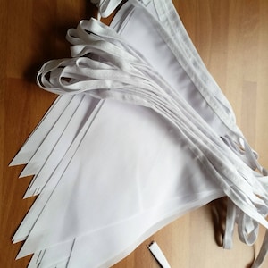 Bunting 50mtrs 160ft (5 X 10m ) White Fabric Bunting, Handmade Single Ply Venue decoration Classic traditional  WEdding