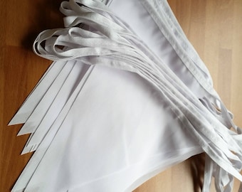 Bunting 10mtrs 32ft  White Fabric Bunting Handmade Single Ply Venue decoration Classic traditional  WEdding