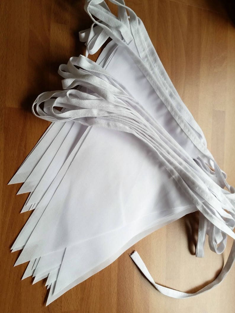 Bunting 50mtrs 160ft 5 X 10m White Fabric Bunting, Handmade Single Ply Venue decoration Classic traditional WEdding image 1