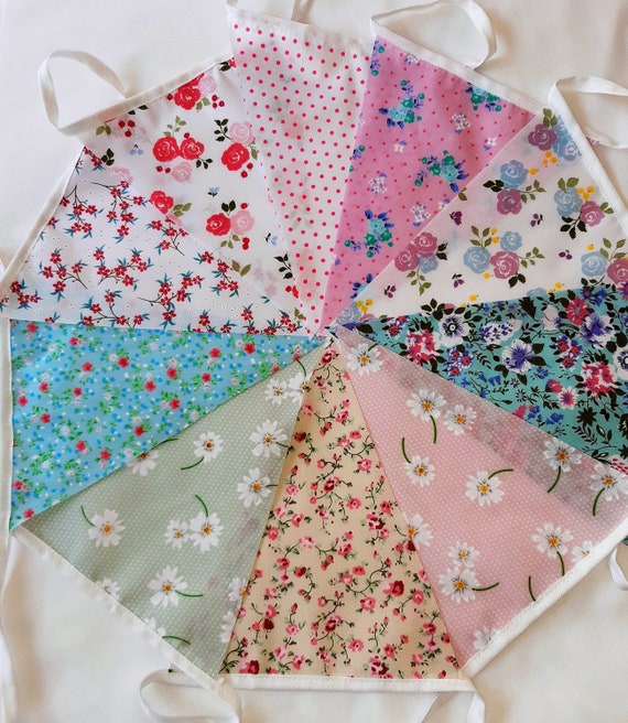 Fabric Bunting Wedding Bunting Shabby Chic 2 metres Floral Bunting