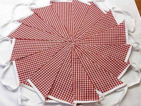 Bunting 10m Red Gingham Fabric Bunting Handmade Single Ply Etsy