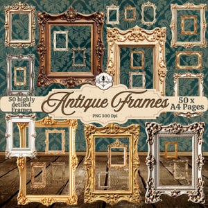 50 Antique Frames Junk Jornal Digital Download