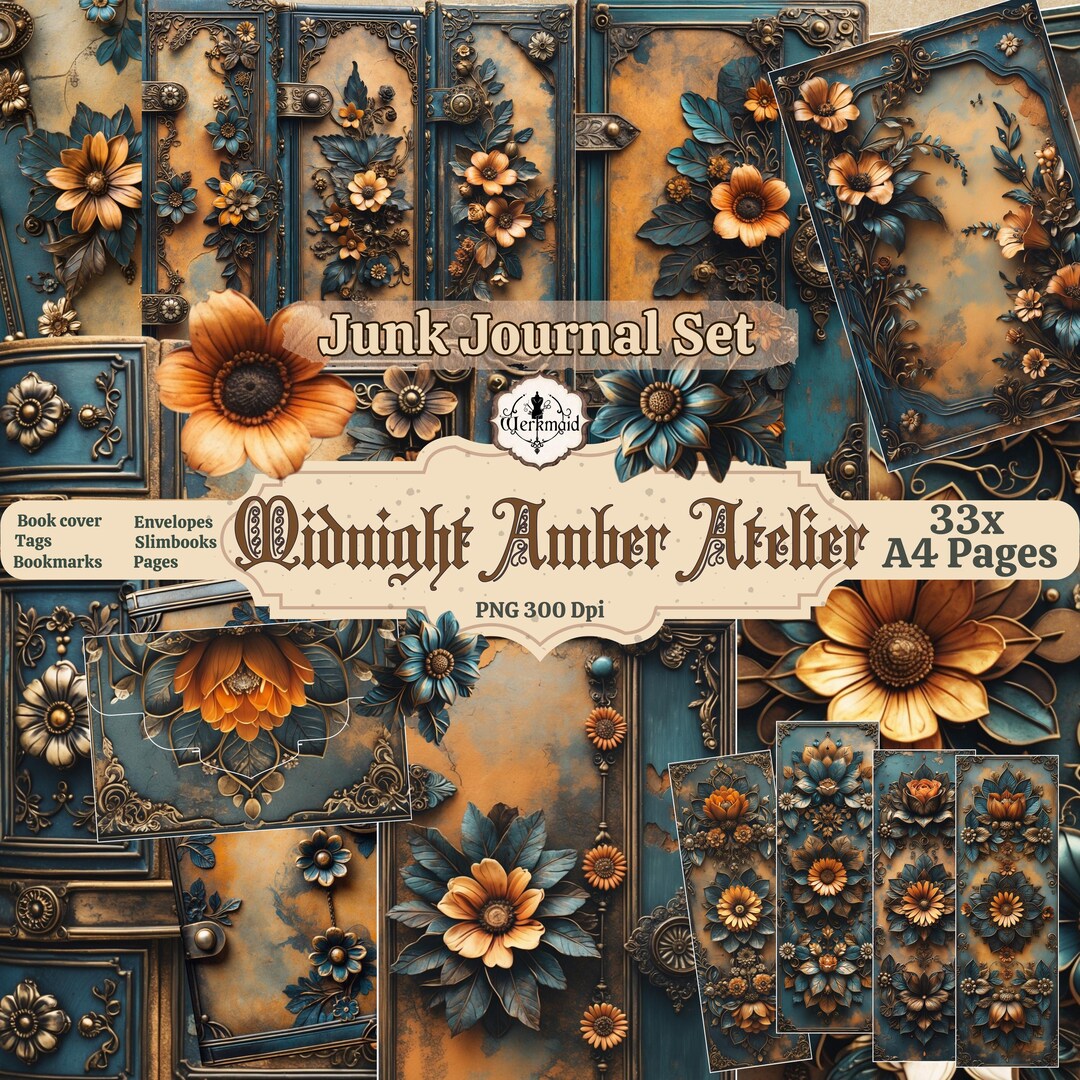 Midnight Amber Atelier Junk Journal Set - Etsy