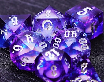 Glittering Moon Liquid Core DnD Dice Set for Role Playing Games, Full Dungeons and Dragons Dice Set for DnD Gifts, Resin D&D Dice Set