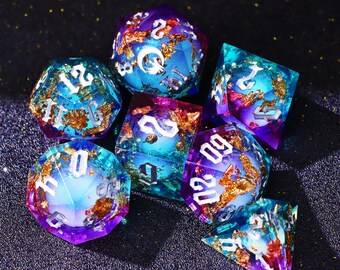 Mystery Moon Liquid Core DnD Dice Set for Magic Game, Full Dungeons and Dragons Dice Set for DnD Gifts, Resin Dnd Mystery Dice Set