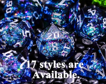 Glittering galaxy Liquid Core Dungeons and Dragons dice set,  DnD Dice Set for RPG,D&D Dice D6 for Magic the Gathering, Gift for DnD Player