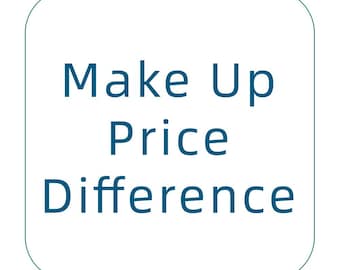 Könnte beinhalten: Eine quadratische Grafik mit abgerundeten Ecken und einem dünnen türkisfarbenen Rand. Der Text "Make Up Price Difference" ist in dunkelblauen, serifenlosen Groß- und Kleinbuchstaben zentriert auf einem weißen Hintergrund gedruckt.