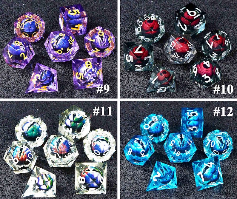 Unique Dark Moon Dungeons and Dragons DnD Dice Set for RPG, Unique Liquid Core Dice Set for Gifts, Full Resin Liquid Core D&D Dice Set image 11