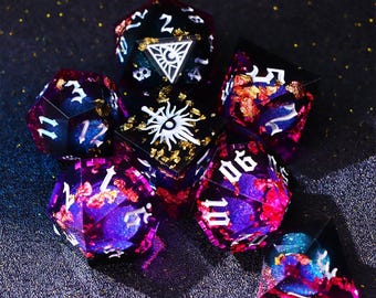 Mystery Purple Liquid Core DnD Dice Set for Magic Game, Full Dungeons and Dragons Dice Set for DnD Gifts, Resin Dnd Mystery Dice Set