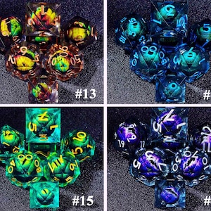 Unique Dark Moon Dungeons and Dragons DnD Dice Set for RPG, Unique Liquid Core Dice Set for Gifts, Full Resin Liquid Core D&D Dice Set image 12