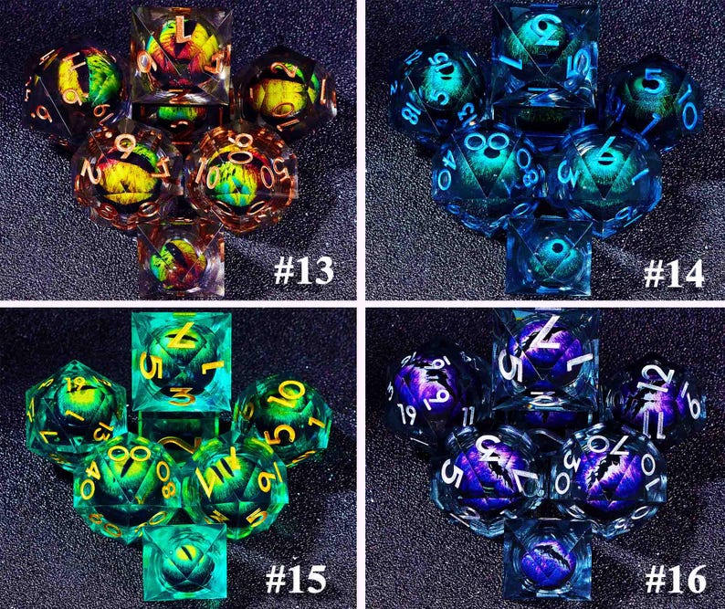 Unique Dark Moon Dungeons and Dragons DnD Dice Set for RPG, Unique Liquid Core Dice Set for Gifts, Full Resin Liquid Core D&D Dice Set image 12