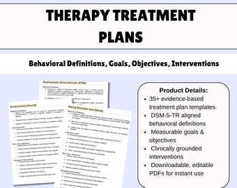 Therapy Treatment Plan Templates: Adult Psychotherapy, DSM-5-TR Guide (PDF Download)