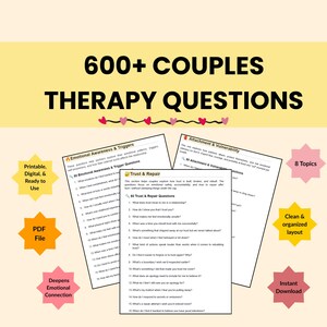 Couples Therapy Questions: Relationship Workbook for Communication & Intimacy (PDF Download)