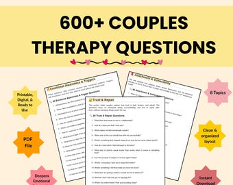 Couples Therapy Questions: Relationship Workbook for Communication & Intimacy (PDF Download)