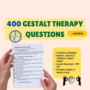 Gestalt Therapy Questions, Gestalt Therapy Cheat Sheet, Gestalt Therapy Interventions Worksheets, Counseling tools, Therapist Resources