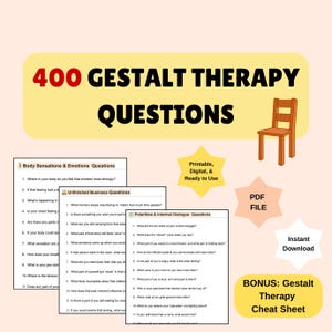 Gestalt Therapy Questions, Gestalt Therapy Cheat Sheet, Gestalt Language, Empty Chair Technique, Therapy Intervention Questions