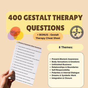 Gestalt Therapy Questions, Gestalt Therapy Cheat Sheets, Counseling therapy templates, Gestalt Therapist Resources Intervention Guide