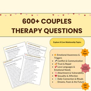 Preguntas de terapia de pareja (PDF): Manual de relaciones (imprimible y digital)