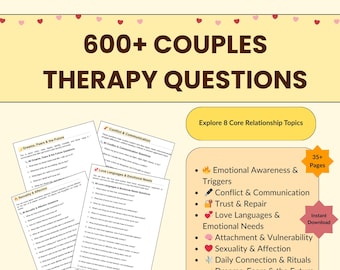 Couples Therapy Questions PDF: Relationship Workbook (Printable & Digital)