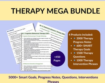 Therapy Mega Bundle: 5000+ Questions, Notes, Goals, Interventions (Digital Download)