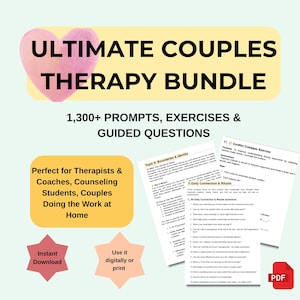 Couples Therapy Bundle, Couples Counseling Resources, Marriage Couples Counseling Questions, Interventions, Prompts, Relationship Ebook