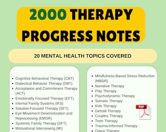 Therapy Progress Notes: 2000 Templates for Counselors (Digital Download)