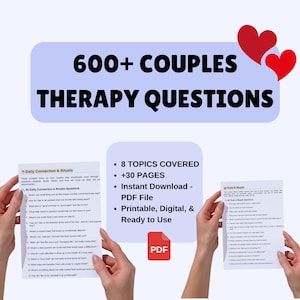 Couples Therapy Questions: Relationship Workbook (PDF Download, 600+ Prompts