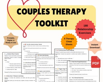 Couples Therapy Workbook: 180 Relationship Exercises & Cheat Sheets (PDF)