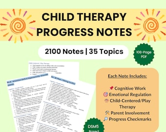 Notas de progreso de terapia infantil: basadas en el DSM-5, más de 2100, listas para usar (PDF)