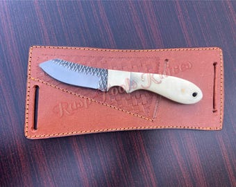 Handmade Cowboy Skinner Knife: Forged Steel, Camel Bone Handle