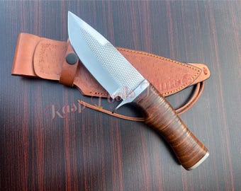 Handmade Cowboy Hunting Knife: Forged Steel, Leather Sheath