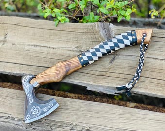 Hand Forged Viking Axe: Carbon Steel Blade, Ashwood Handle