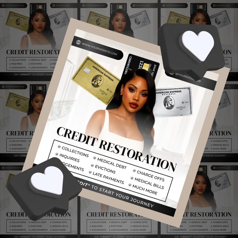 Picture of Editable Canva Credit Repair Flyer Template: Social Media Design - Etsy